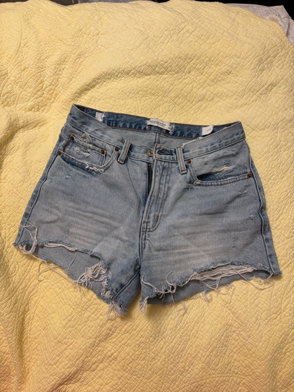 Abercrombie & Fitch Light Blue Distressed Denim Shorts